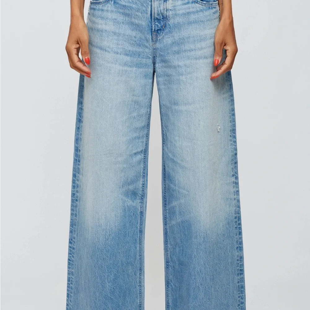 MOUSSY Lowell Super Wide Pants in Light Blue NWT. - Picture 2 of 7